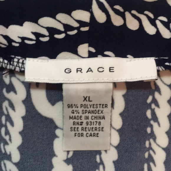 Navy and White GRACE Top . Sz XL - Picture 7 of 9